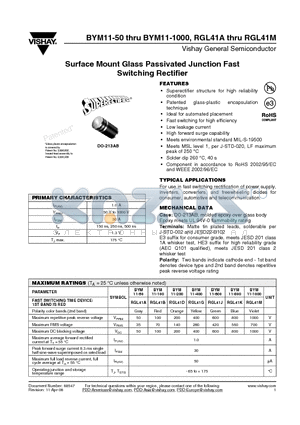 BYM11-600HE3/96 datasheet - Surface Mount Glass Passivated Junction Fast Switching Rectifier