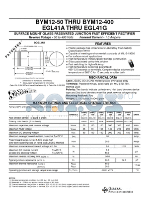 BYM12-400 datasheet - SURFACE MOUNT GLASS PASSIVATED JUNCTION FAST EFFICIENT RECTIFIER