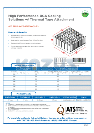 ATS-55170W-C2-R0 datasheet - High Performance BGA Cooling
