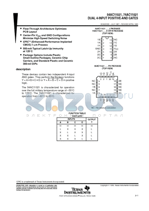 54AC11021 datasheet - DUAL 4-INPUT POSITIVE-AND GATES