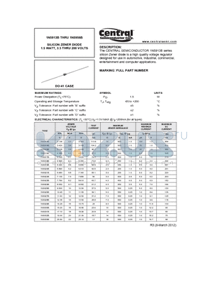 1N5952B datasheet - SILICON ZENER DIODE 1.5 WATT, 3.3 THRU 200 VOLTS