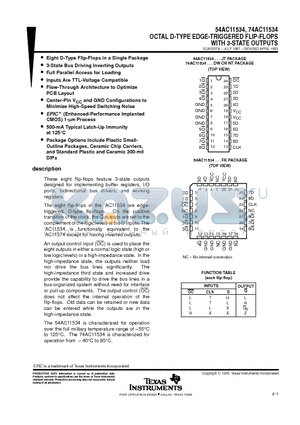 54AC11534 datasheet - OCTAL D-TYPE EDGE-TRIGGERED FLIP-FLOPS WITH 3-STATE OUTPUTS