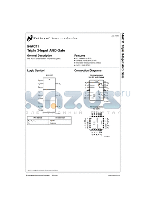 54AC11D datasheet - Triple 3-Input AND Gate