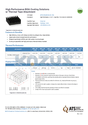 ATS-55250D-C1-R0 datasheet - High Perfomance X-CUT - Heat Sink, T412, BLACK-ANODIZED