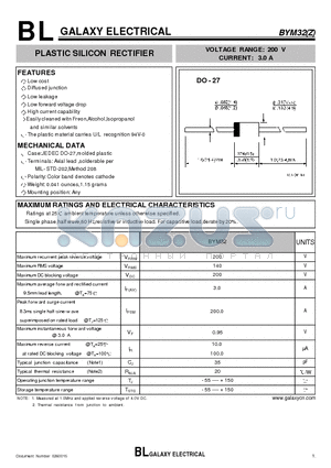 BYM32Z datasheet - PLASTIC SILICON RECTIFIER