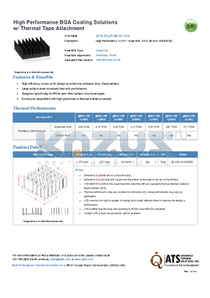 ATS-55270W-C1-R0 datasheet - High Perfomanced X-CUT - Heat Sink, T412, BLACK-ANODIZED