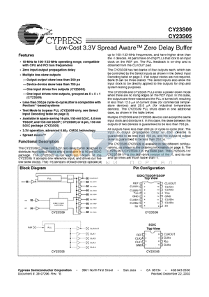 CY23S09SC-1H datasheet - Low-Cost 3.3V Spread Aware Zero Delay Buffer