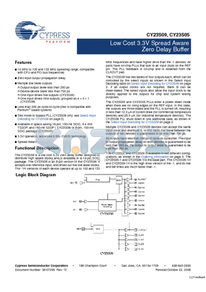 CY23S09_09 datasheet - Low Cost 3.3V Spread Aware Zero Delay Buffer