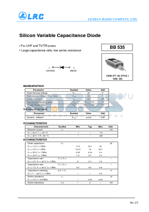 BB535 datasheet - Silicon Variable Capacitance Diode