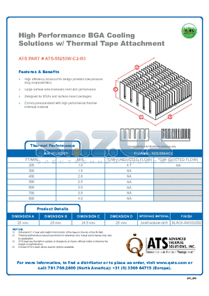 ATS-55250W-C2-R0 datasheet - High Performance BGA Cooling