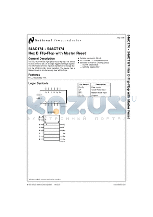 54AC174 datasheet - Hex D Flip-Flop with Master Reset