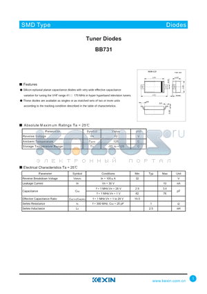 BB731 datasheet - Tuner Diodes