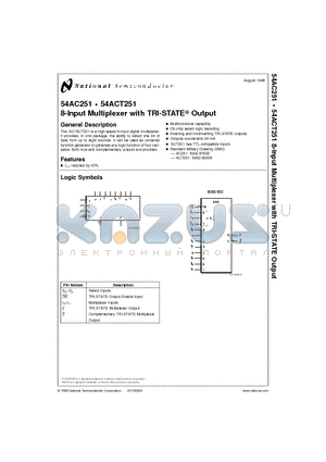 54AC251D datasheet - 8-Input Multiplexer with TRI-STATE Output