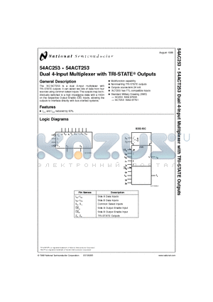 54AC253 datasheet - Dual 4-Input Multiplexer with TRI-STATE Outputs