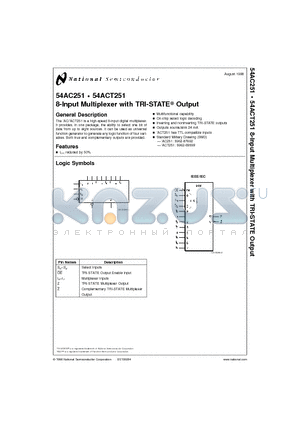 54AC251F datasheet - 8-Input Multiplexer with TRI-STATE Output
