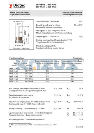 BYP35A2 datasheet - Silicon Press-Fit-Diodes