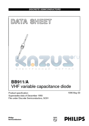 BB911 datasheet - VHF variable capacitance diode