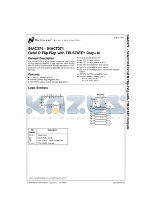 54AC374 datasheet - Octal D Flip-Flop with TRI-STATE Outputs