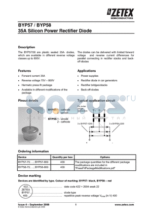 BYP58-500 datasheet - 35A Silicon Power Rectifier Diode