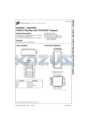 54AC821 datasheet - 10-Bit D Flip-Flop with TRI-STATE Outputs