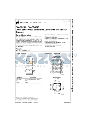 54ACQ240 datasheet - Quiet Series Octal Buffer/Line Driver with TRI-STATE Outputs