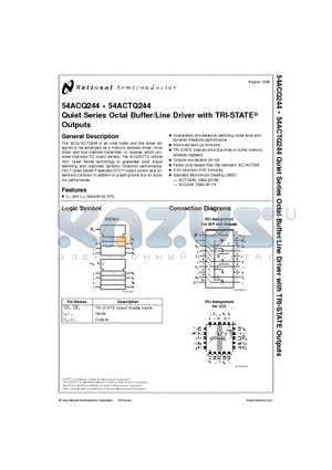 54ACQ244D datasheet - Quiet Series Octal Buffer/Line Driver with TRI-STATE Outputs