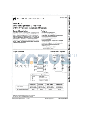 74LCX374WMX datasheet - Low-Voltage Octal D Flip-Flop with 5V Tolerant Inputs and Outputs