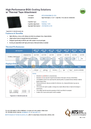 ATS-55425W-C1-R0 datasheet - High Performance X-CUT - Heat Sink, T412, BLACK-ANODIZED