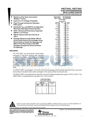 54ACT16541_07 datasheet - 16-BIT BUFFERS/DRIVERS WITH 3-STATE OUPUTS