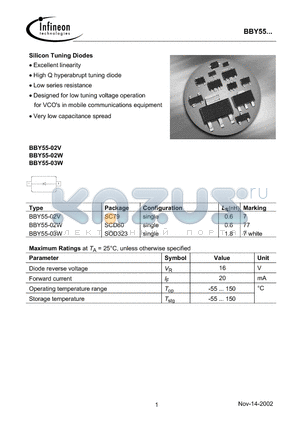 BBY55-02W datasheet - Silicon Tuning Diodes