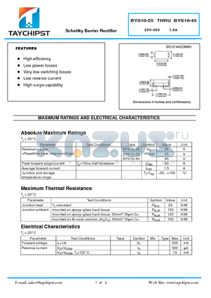 BYS10-35 datasheet - Schottky Barrier Rectifier
