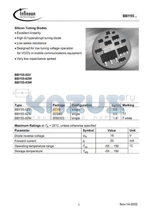 BBY55-03W datasheet - Silicon Tuning Diodes