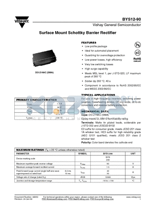 BYS12-90HE3/TR datasheet - Surface Mount Schottky Barrier Rectifier