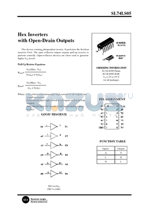 74LS05 datasheet - Hex Inverters with Open-Drain Outputs