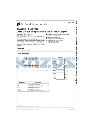 54ACT258F datasheet - Quad 2-Input Multiplexer with TRI-STATE Outputs