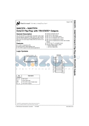 54ACT374D datasheet - Octal D Flip-Flop with TRI-STATE Outputs