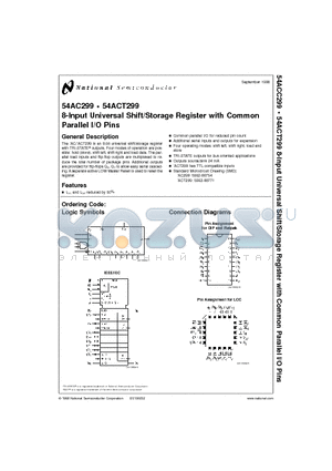 54ACT299J datasheet - 8-Input Universal Shift/Storage Register with Common Parallel I/O Pins