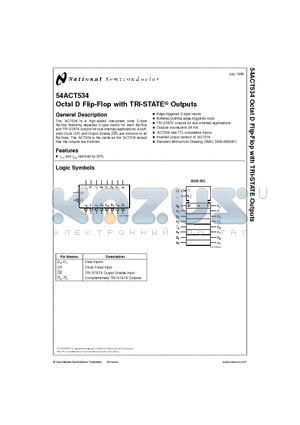 54ACT534D datasheet - Octal D Flip-Flop with TRI-STATE Outputs
