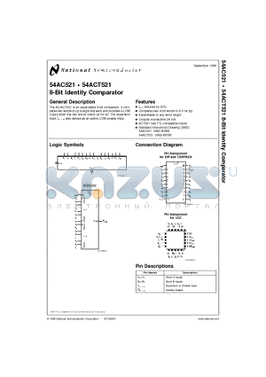 54ACT521 datasheet - 8-Bit Identity Comparator