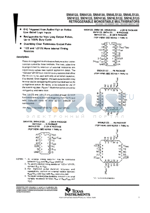 74LS123 datasheet - RETRIGGERABLE MONOSTABLE MULTIVIBRATORS