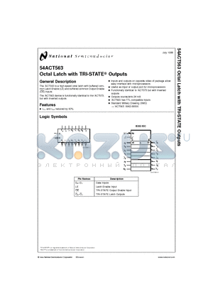 54ACT563 datasheet - Octal Latch with TRI-STATE Outputs