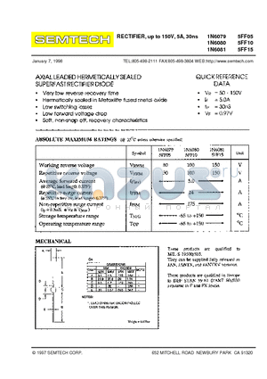 1N6081 datasheet - RECTIFIER, up to 150V, 5A, 30ns