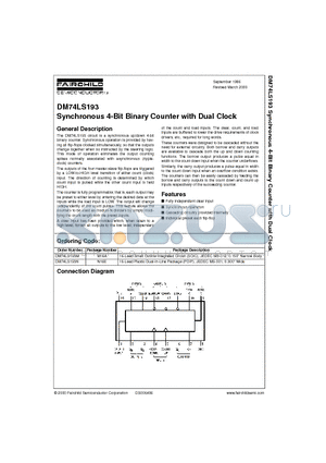 74LS193 datasheet - Synchronous 4-Bit Binary Counter with Dual Clock