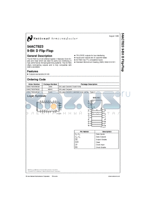 54ACT823 datasheet - 9-Bit D Flip-Flop