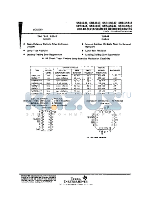 74LS247 datasheet - BCD-TO-SEVEN-SEGMENT DECODERS/DRIVERS