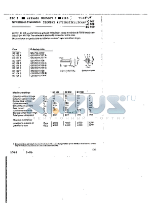 BC107A datasheet - npn sisicon transistor