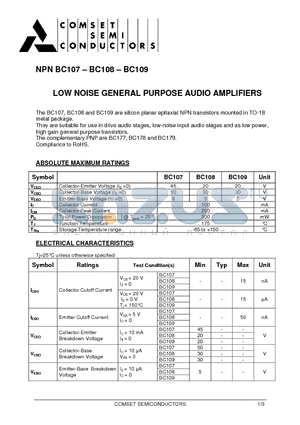 BC107B datasheet - LOW NOISE GENERAL PURPOSE AUDIO AMPLIFIERS