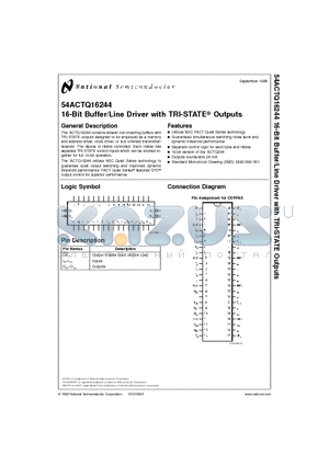 54ACTQ16244F datasheet - 16-Bit Buffer/Line Driver with TRI-STATE Outputs