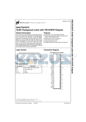54ACTQ16373 datasheet - 16-Bit Transparent Latch with TRI-STATE Outputs