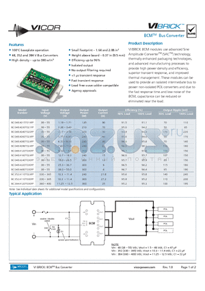 BC048A120T030FP datasheet - BCM Bus Converter